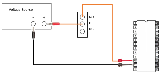 Relay electrical connections using electronic package test leads