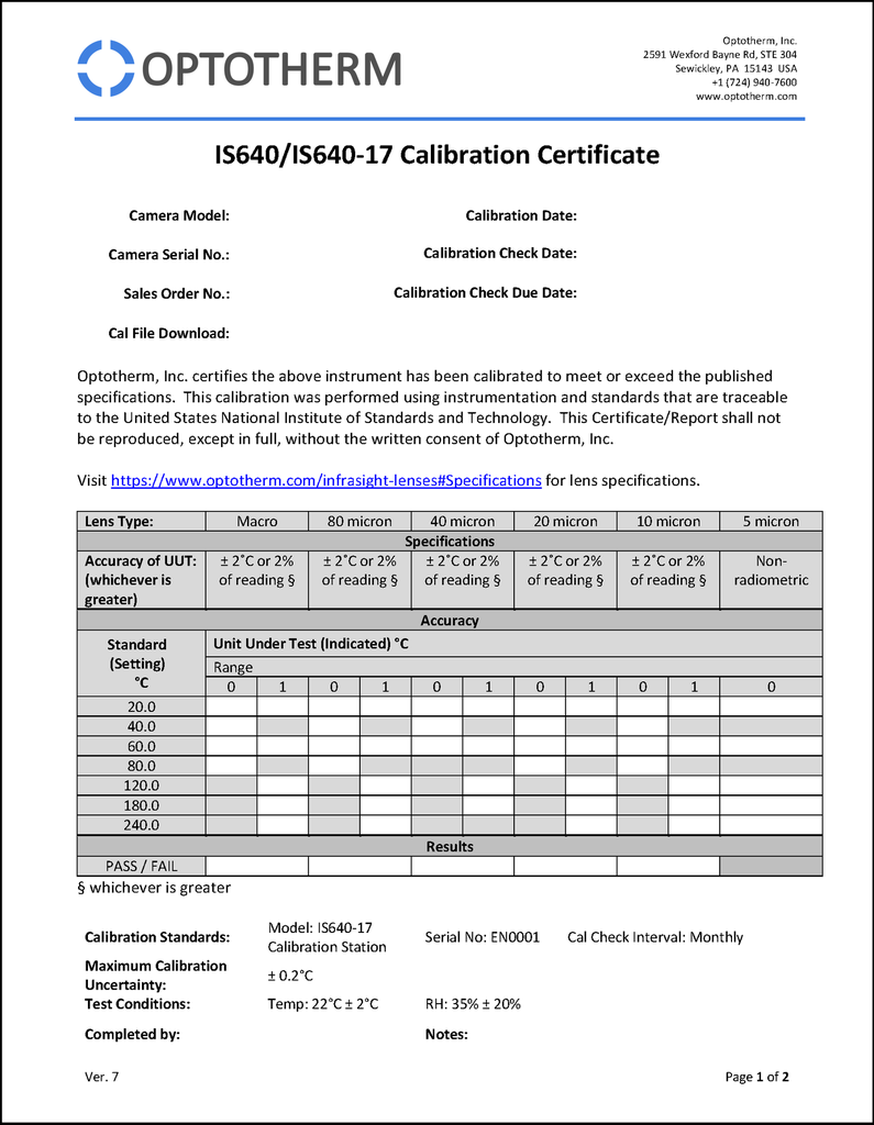 Lens Calibration